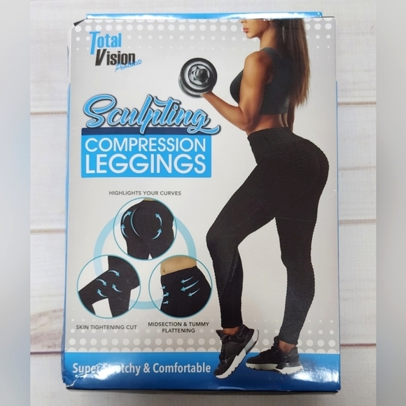 New Total Vision Sculpting Compression Leggings in Black - Size Small / Large - Picture 1 of 2